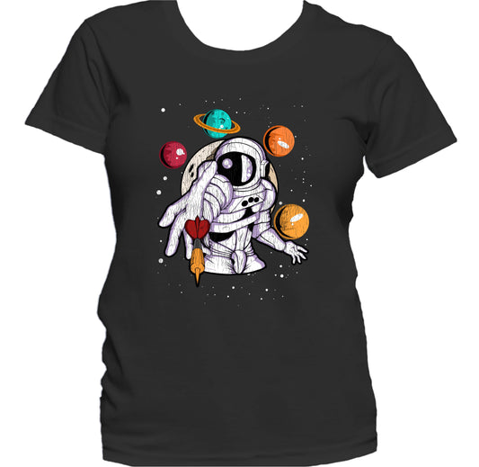 Darts Astronaut Outer Space Spaceman Distressed Women's T-Shirt
