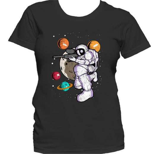 Paintball Astronaut Outer Space Spaceman Distressed Women's T-Shirt