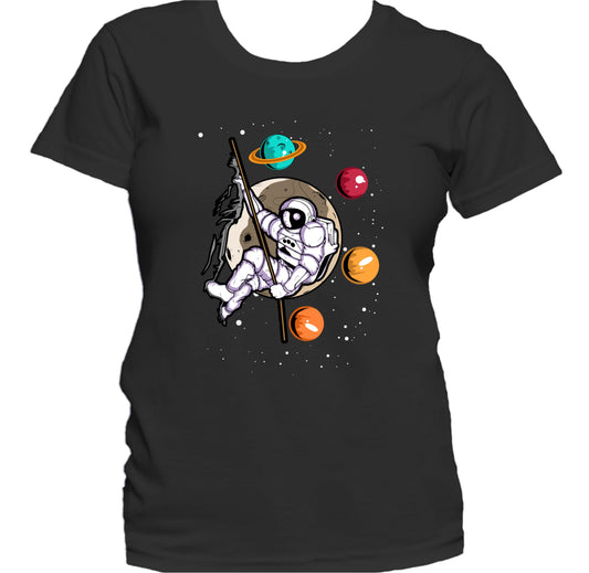 Rock Climbing Astronaut Outer Space Spaceman Distressed Women's T-Shirt
