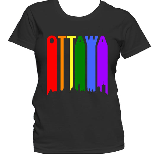 Ottawa Canada Skyline Rainbow Skyline LGBTQ Gay Pride Women's T-Shirt
