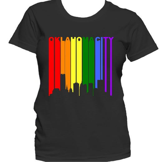 Oklahoma City Skyline Rainbow Skyline LGBTQ Gay Pride Women's T-Shirt