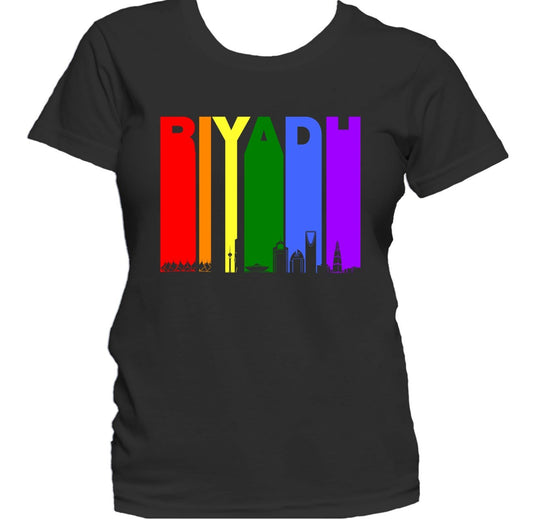 Riyadh Saudi Arabia Skyline Rainbow LGBTQ Gay Pride Women's T-Shirt