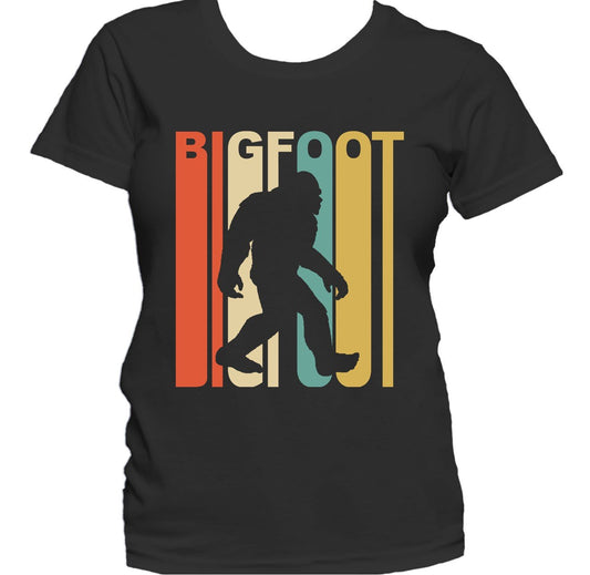Retro 1970's Style Bigfoot Silhouette Sasquatch Women's T-Shirt