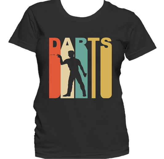 Retro 1970's Style Darts Player Silhouette Darts Women's T-Shirt