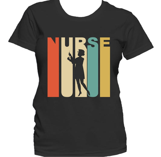 Retro 1970's Style Nurse Silhouette Nursing Women's T-Shirt