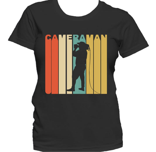 Retro 1970's Style Cameraman Silhouette Cameraman Women's T-Shirt