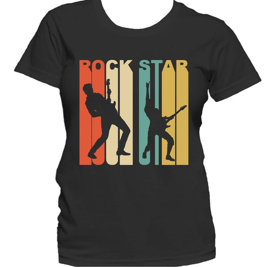 Retro 1970's Style Rock Star Silhouette Music Women's T-Shirt