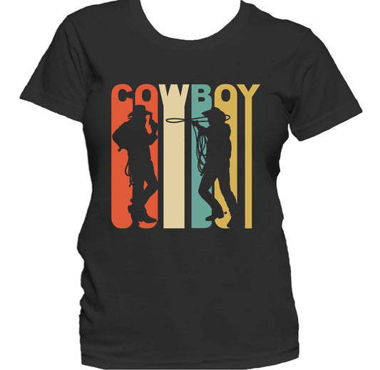 Retro 1970's Style Cowboy Silhouette Cowboy Women's T-Shirt
