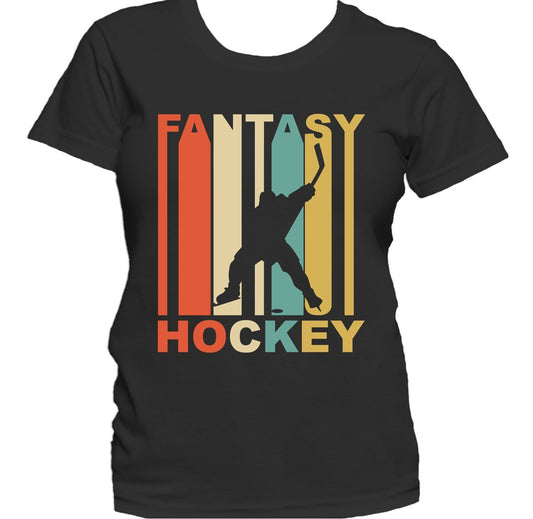 Retro 1970's Style Hockey Silhouette Fantasy Sports Women's T-Shirt