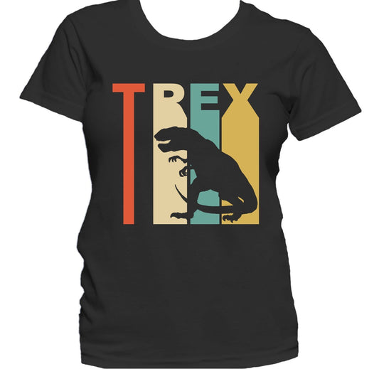 Retro 1970's Style Dinosaur Silhouette T Rex Women's T-Shirt