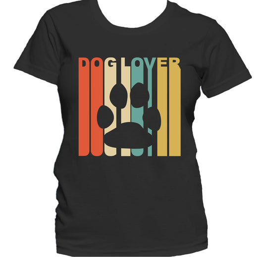Retro 1970's Style Paw Silhouette Dog Lover Women's T-Shirt
