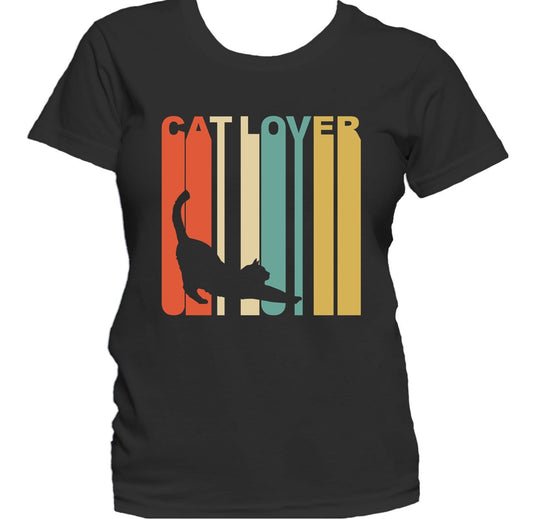 Retro 1970's Style Cat Silhouette Cat Lover Women's T-Shirt