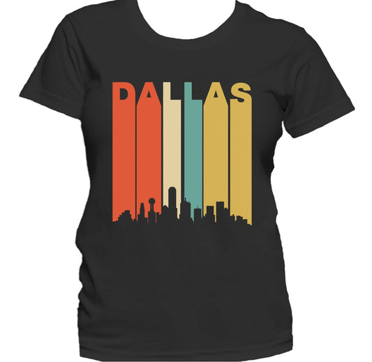 Retro 1970's Style Dallas Texas Cityscape Downtown Skyline Women's T-Shirt