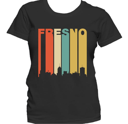 Retro 1970's Style Fresno California Cityscape Downtown Skyline Women's T-Shirt