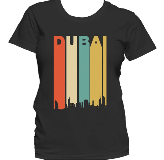Retro 1970's Style Dubai UAE Cityscape Downtown Skyline Women's T-Shirt