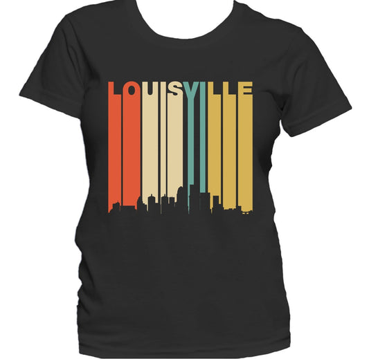 Retro 1970's Style Louisville Kentucky Downtown Skyline Women's T-Shirt