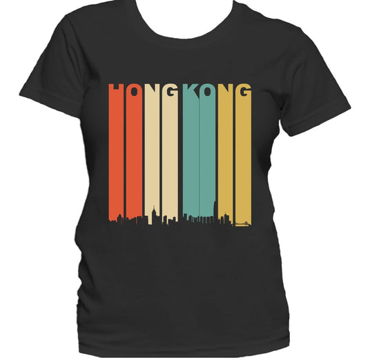 Retro 1970's Style Hong Kong China Cityscape Downtown Skyline Women's T-Shirt