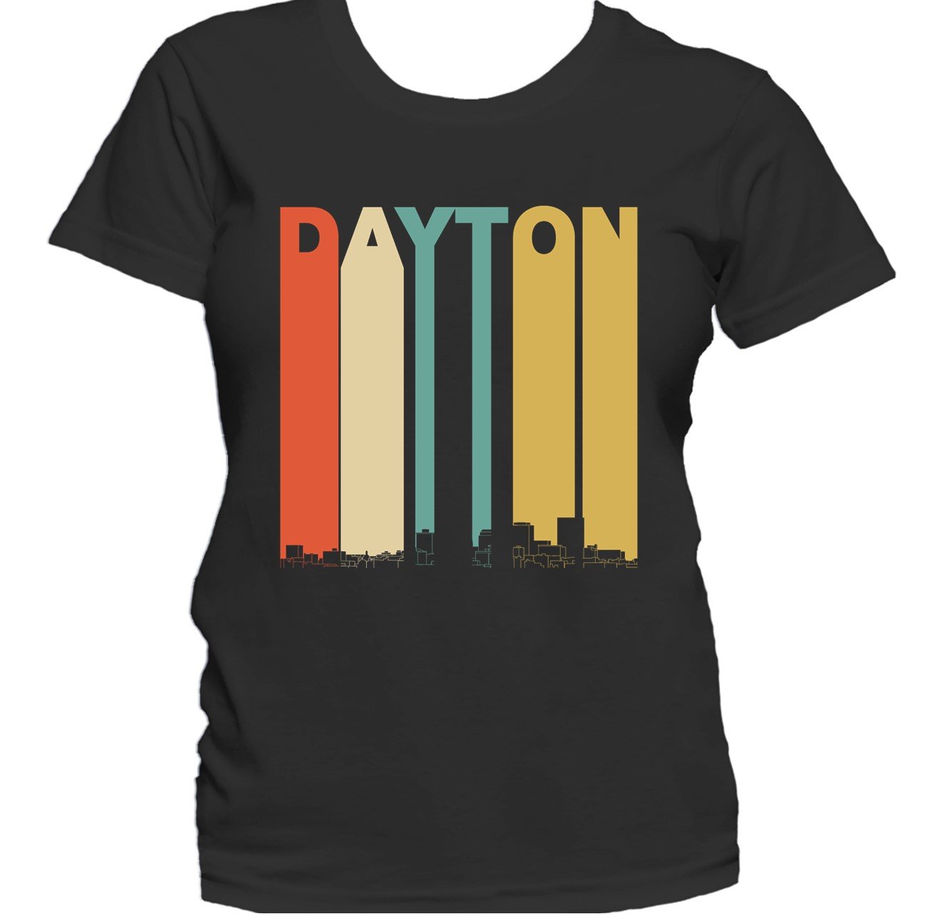 Retro 1970's Style Dayton Ohio Skyline Women's T-Shirt