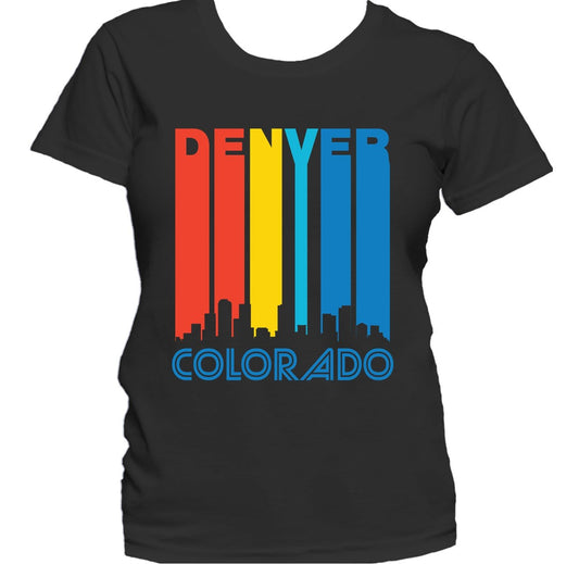 Retro 1970's Style Denver Colorado Cityscape Downtown Skyline Women's T-Shirt