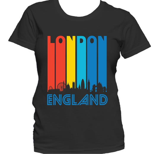 Retro 1970's Style London England Cityscape Downtown Skyline Women's T-Shirt