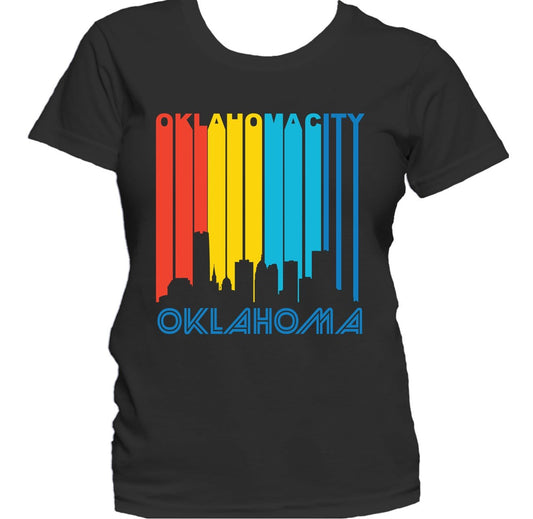 Retro 1970's Style Oklahoma City Cityscape Downtown Skyline Women's T-Shirt