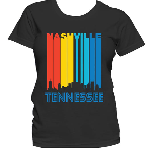 Retro 1970's Style Nashville Tennessee Downtown Skyline Women's T-Shirt