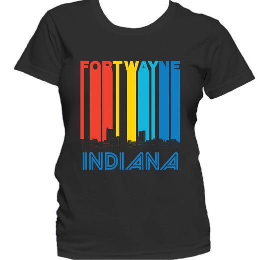Retro 1970's Style Fort Wayne Indiana Skyline Women's T-Shirt