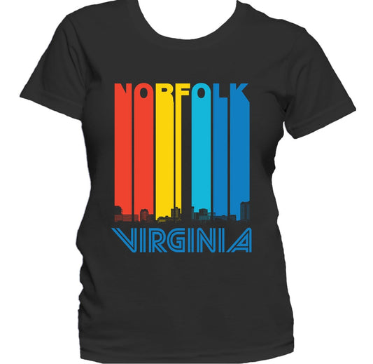 Retro 1970's Style Norfolk Virginia Skyline Women's T-Shirt