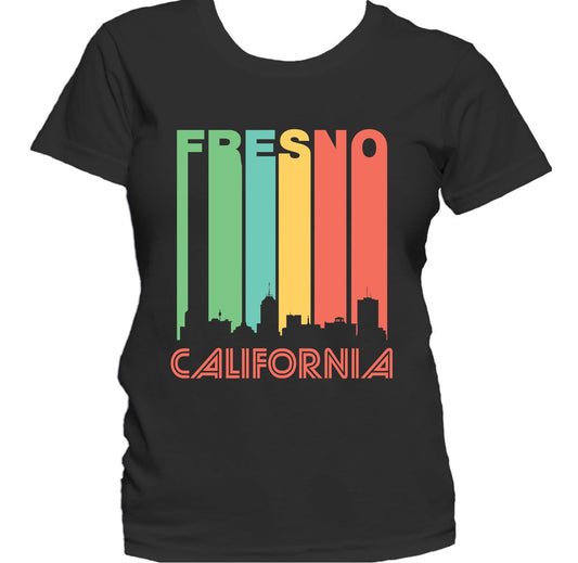 Retro 1970's Style Fresno California Cityscape Downtown Skyline Women's T-Shirt