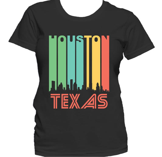 Retro 1970's Style Houston Texas Cityscape Downtown Skyline Women's T-Shirt