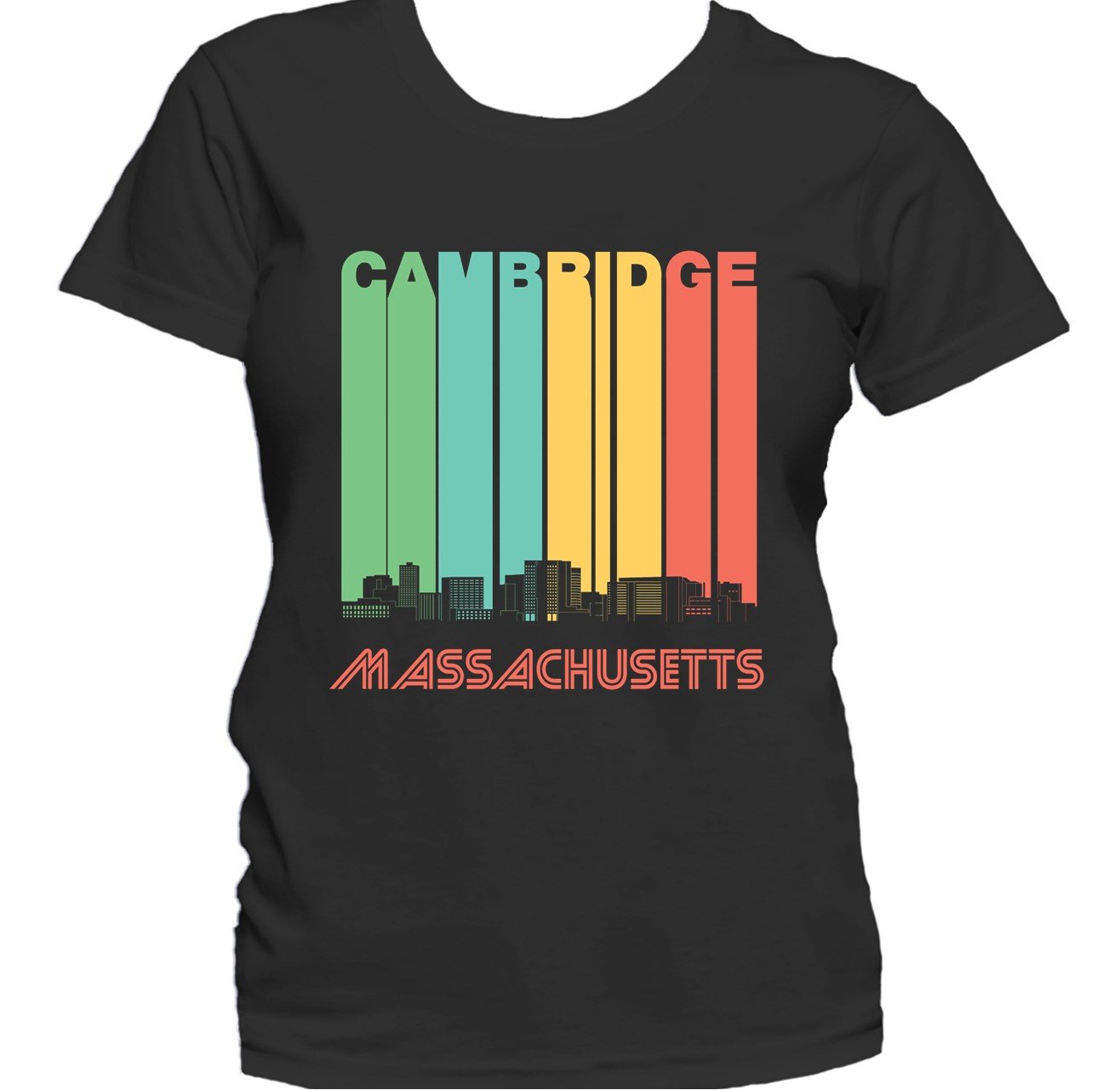 Retro 1970's Style Cambridge Massachusetts Skyline Women's T-Shirt