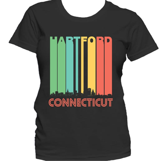 Retro 1970's Style Hartford Connecticut Skyline Women's T-Shirt