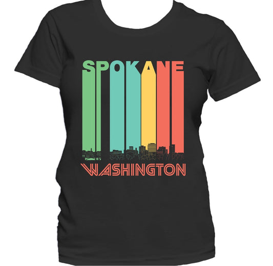 Retro 1970's Style Spokane Washington Skyline Women's T-Shirt