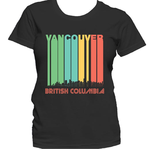 Retro 1970's Style Vancouver BC Canada Skyline Cityscape Women's T-Shirt