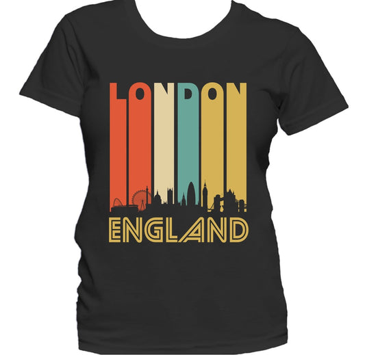 Retro 1970's Style London England Cityscape Downtown Skyline Women's T-Shirt