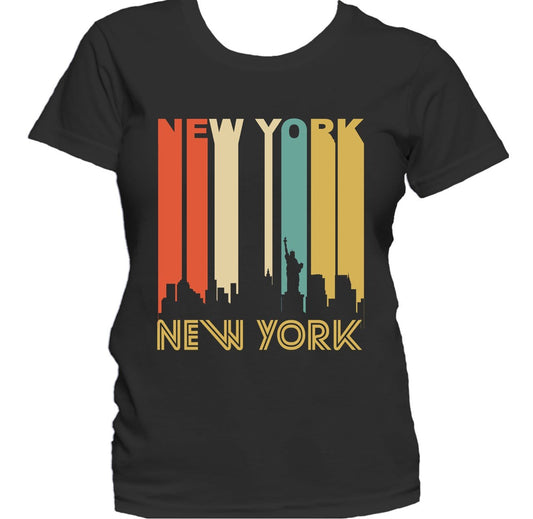 Retro 1970's Style New York City Cityscape Downtown Skyline Women's T-Shirt