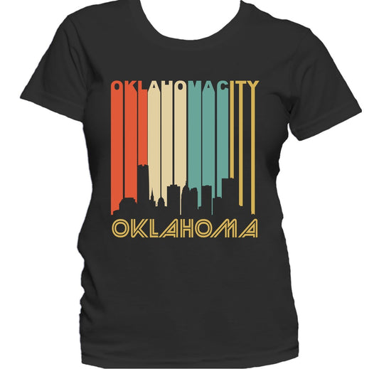 Retro 1970's Style Oklahoma City Cityscape Downtown Skyline Women's T-Shirt