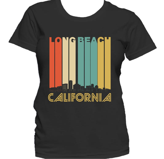 Retro 1970's Style Long Beach California Skyline Women's T-Shirt