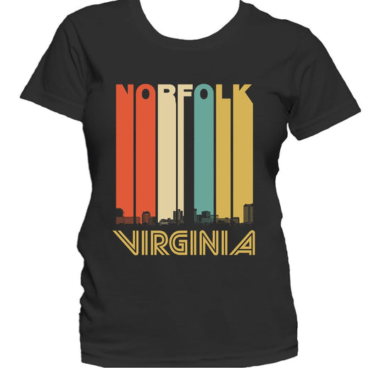 Retro 1970's Style Norfolk Virginia Skyline Women's T-Shirt
