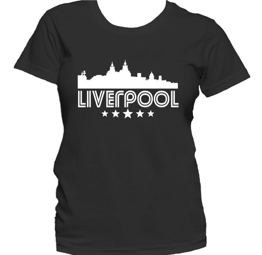 Liverpool England Skyline Retro Style Women's T-Shirt