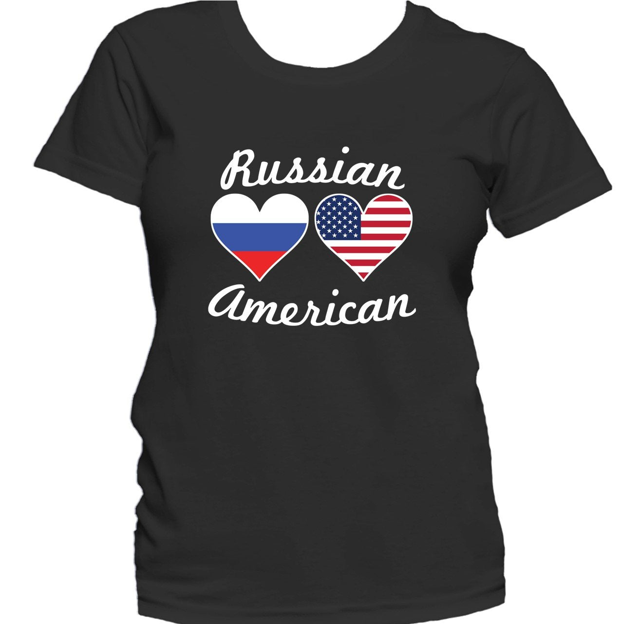 Russian American Heart Flags Women's T-Shirt