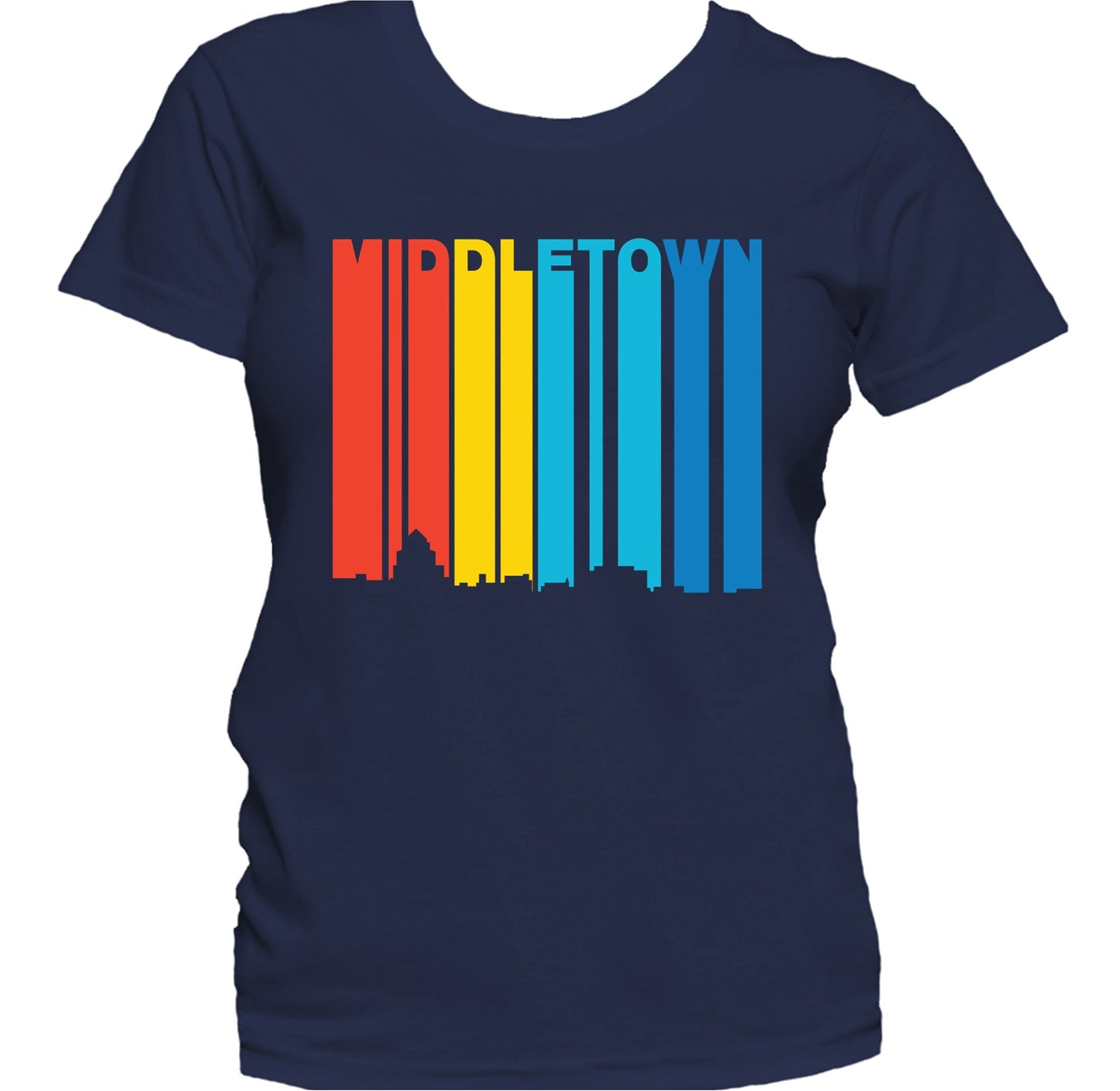 Retro 1970's Style Middletown Connecticut Skyline Women's T-Shirt