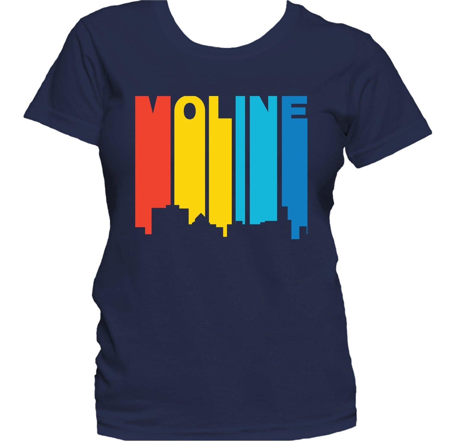 Retro 1970's Style Moline Illinois Skyline Women's T-Shirt
