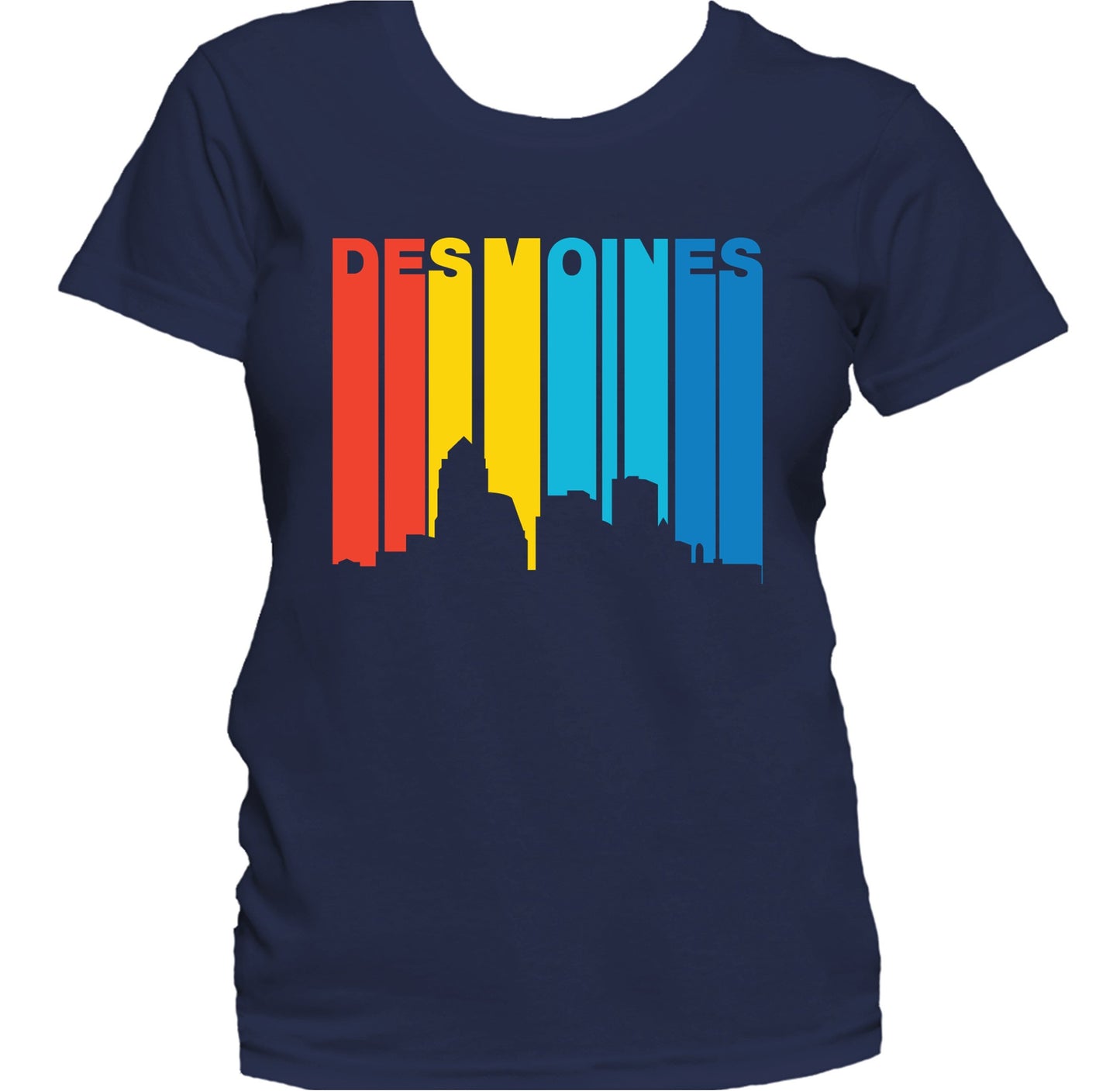Retro 1970's Style Des Moines Iowa Skyline Women's T-Shirt
