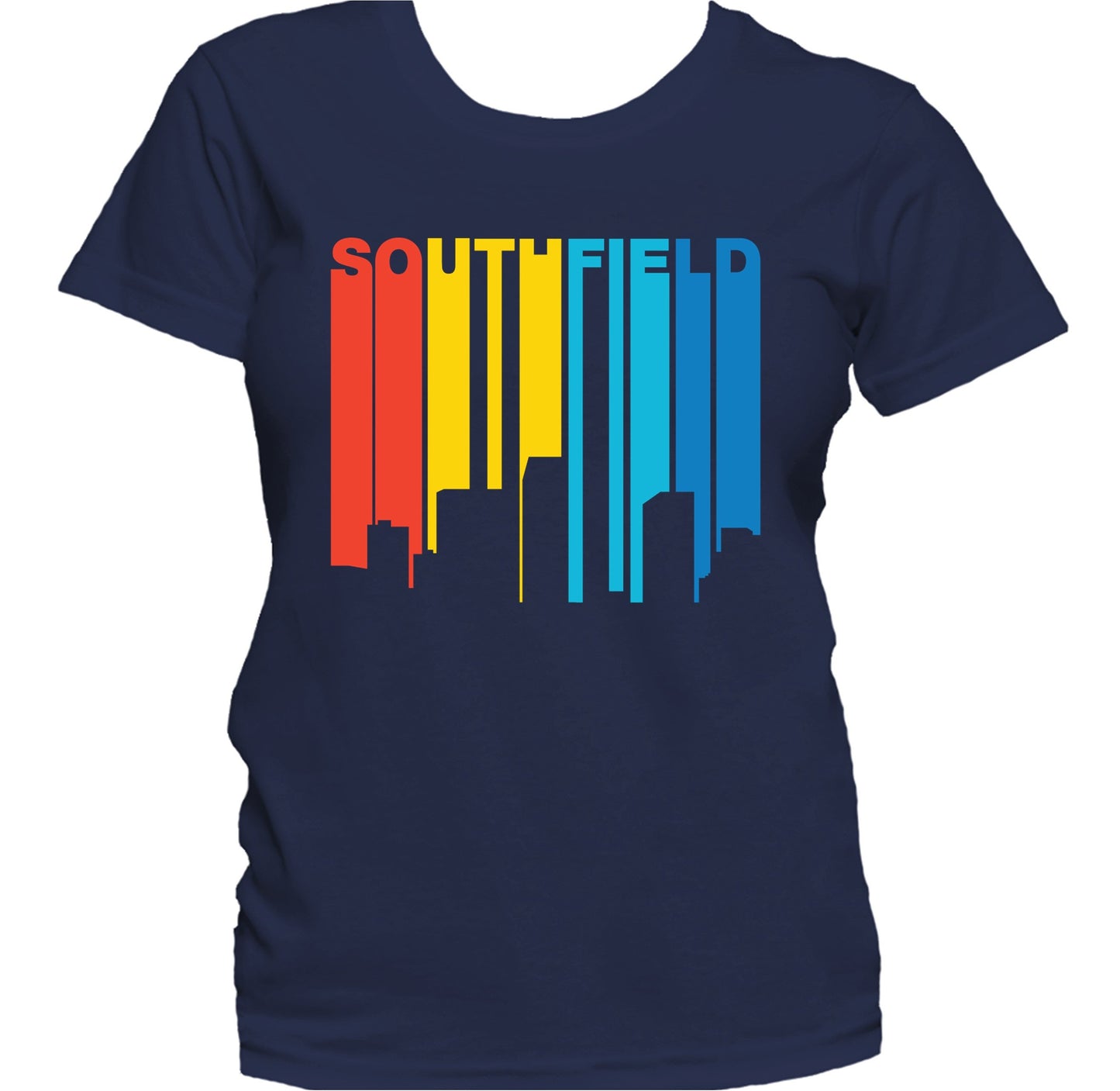 Retro 1970's Style Southfield Michigan Skyline Women's T-Shirt