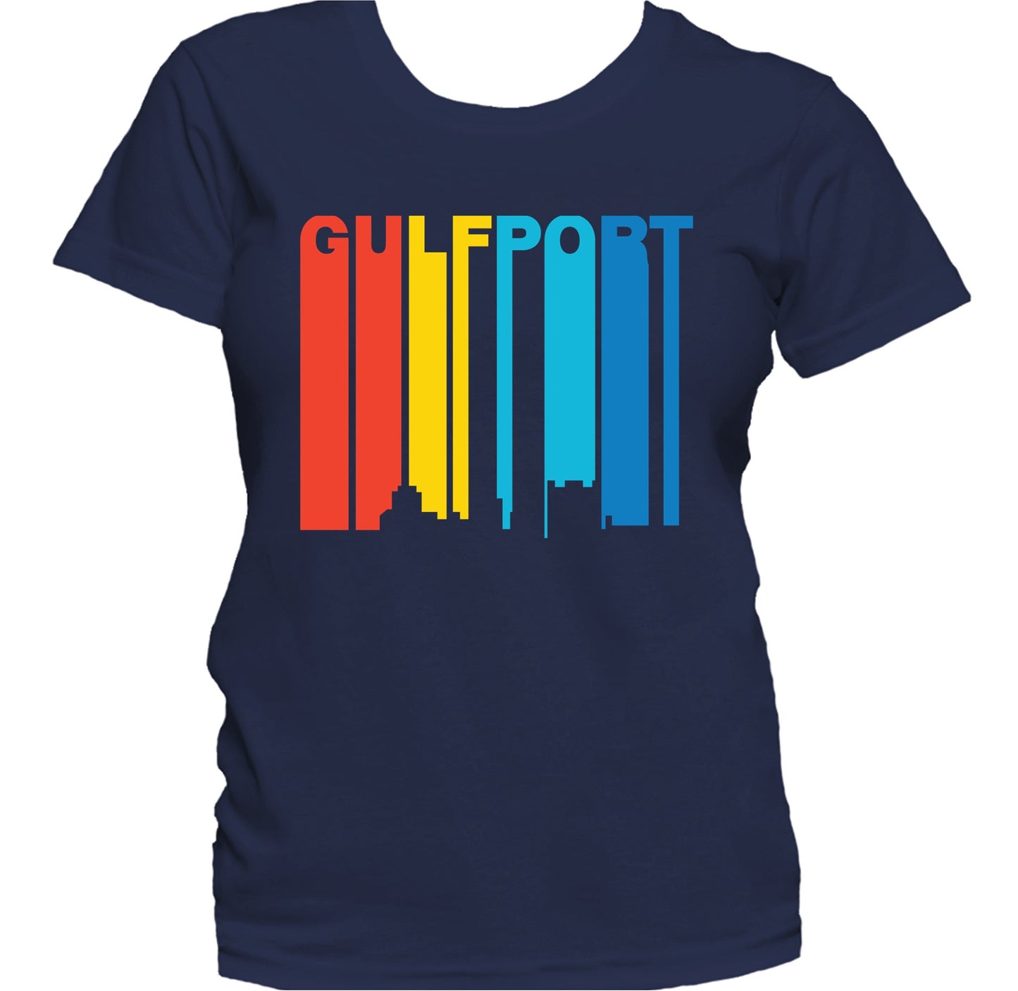 Retro 1970's Style Gulfport Mississippi Skyline Women's T-Shirt