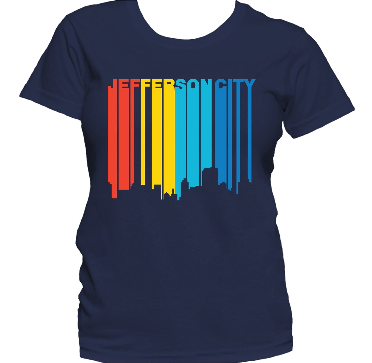 Retro 1970's Style Jefferson City Missouri Skyline Women's T-Shirt