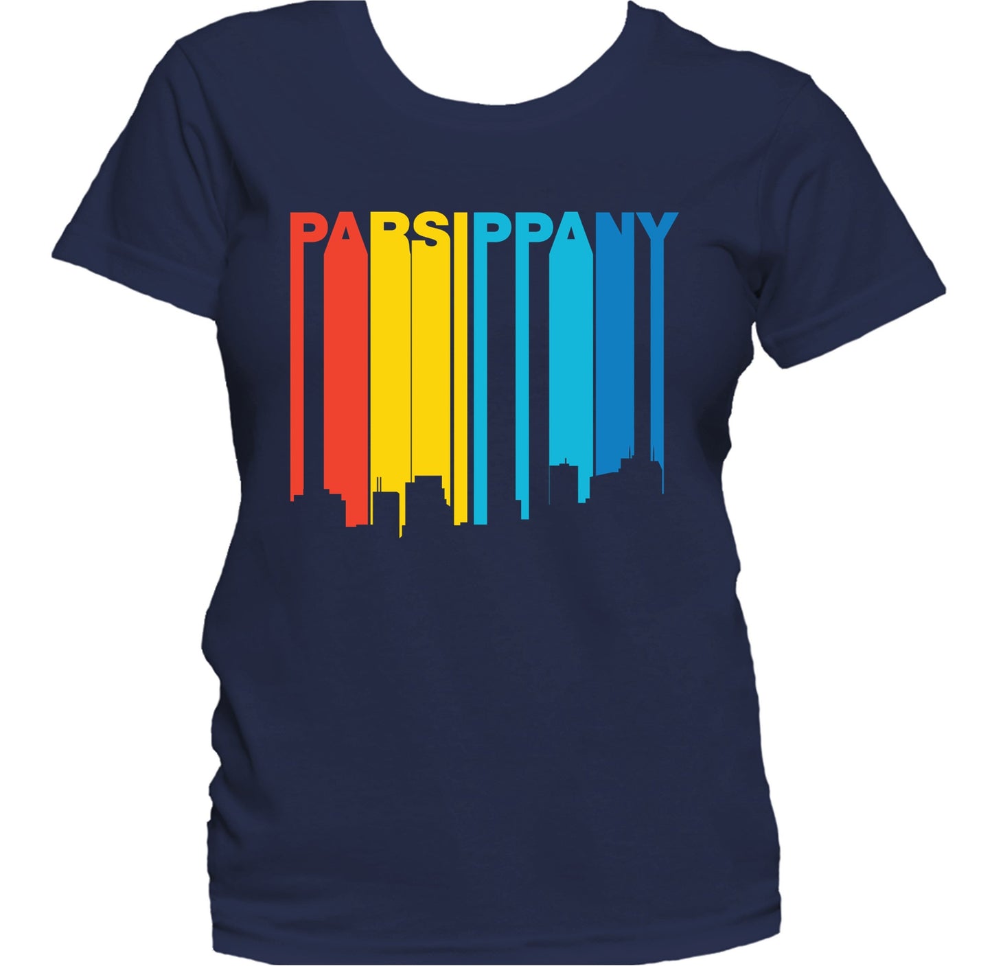 Retro 1970's Style Parsippany New Jersey Skyline Women's T-Shirt