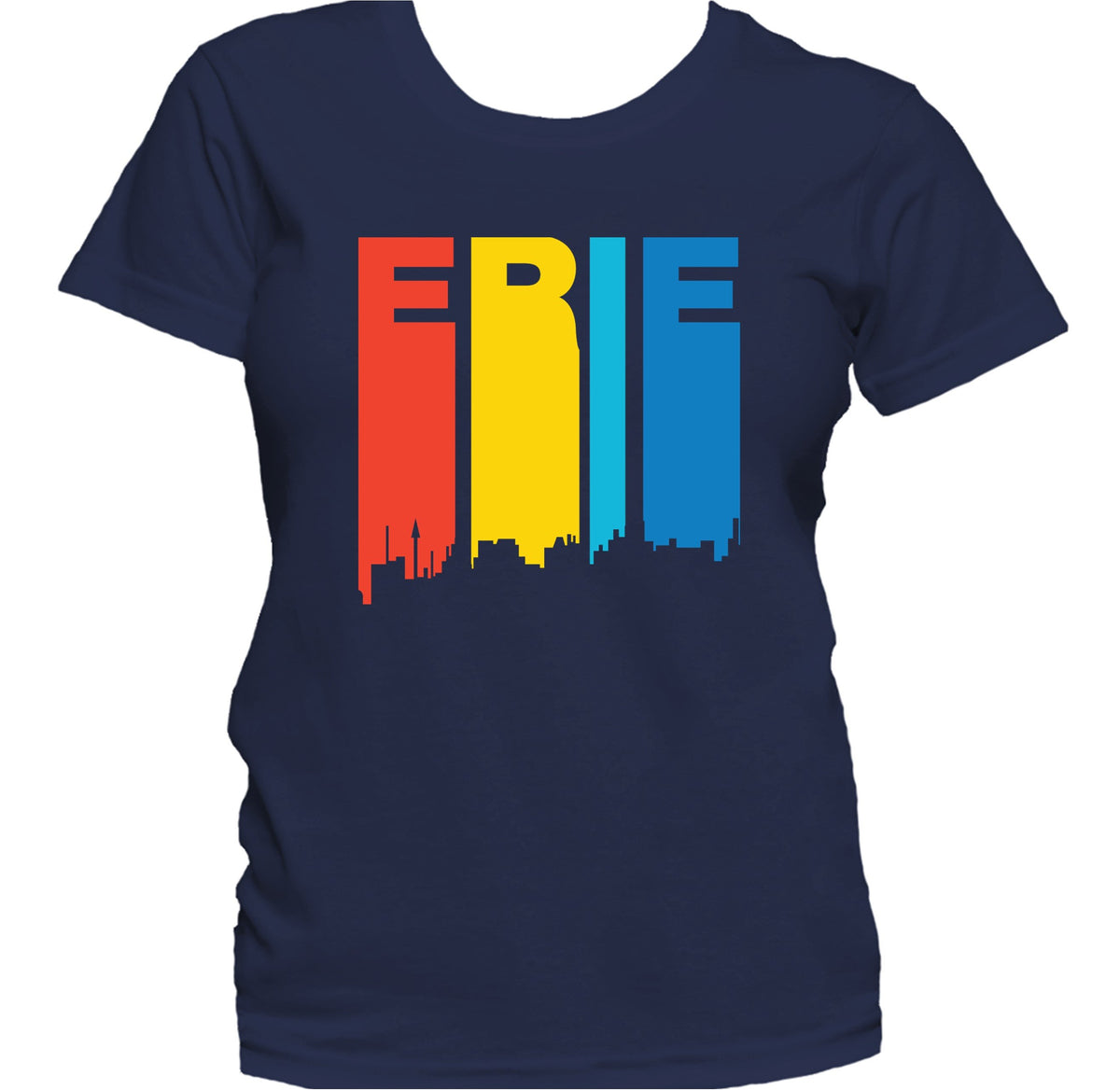 Retro 1970's Style Erie Pennsylvania Skyline Women's T-Shirt