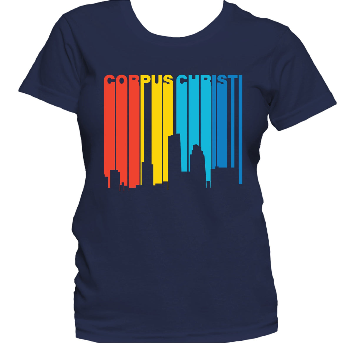 Retro 1970's Style Corpus Christi Texas Skyline Women's T-Shirt